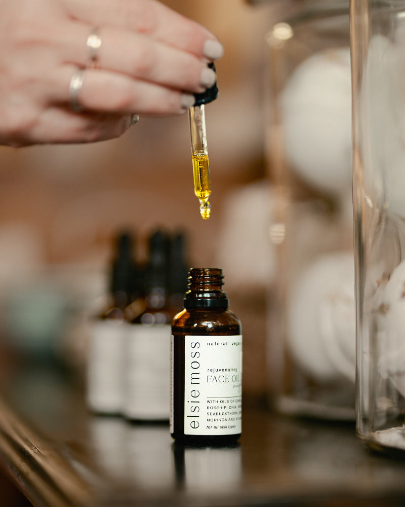 Hand using a dropper to add liquid from a bottle labeled &