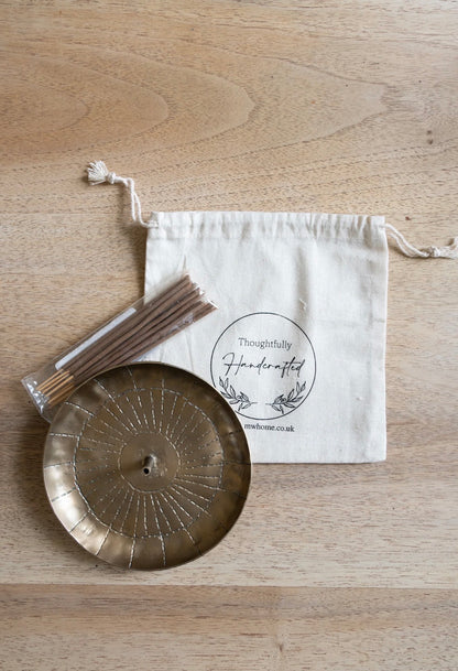 Forged Brass Incense Holder with Nag Champa Incense