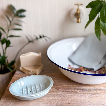 Ceramic Soap Dish with Drip Tray