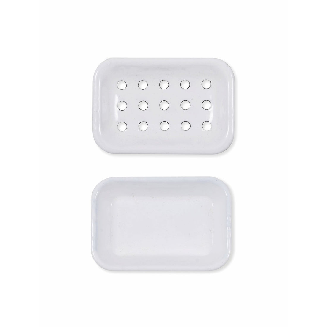 Two white soap dishes on a white background